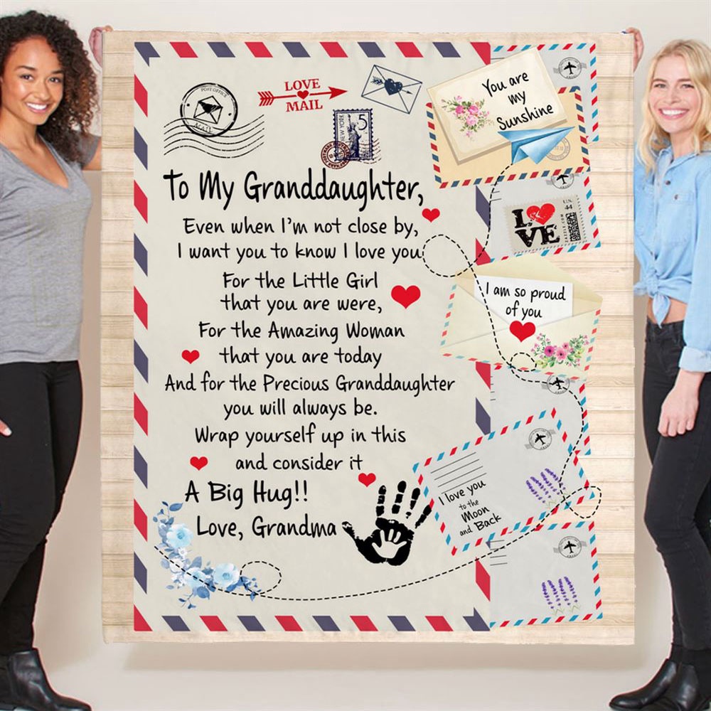 To My Granddaughter Grandma Love You Wrap Yourself Up A Big Hug Letter Envelope Blanket, Blankets For Mothers Day