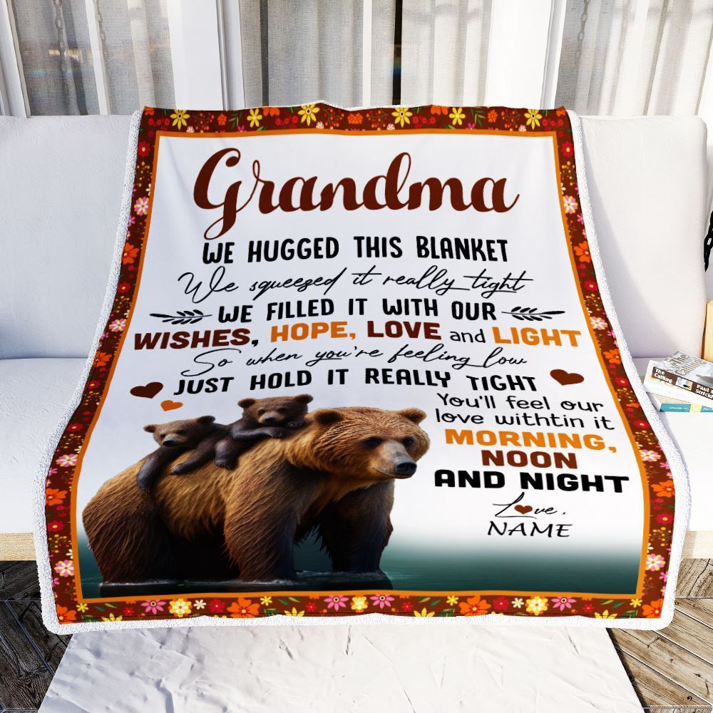 To My Grandma Blanket From Granddaughter Grandson Bear I Love You, Mother Day Blanket, Personalized Blanket For Mom To My Grandma Blanket From Granddaughter Grandson Bear I Love You, Mother Day Blanket, Personalized Blanket For Mom