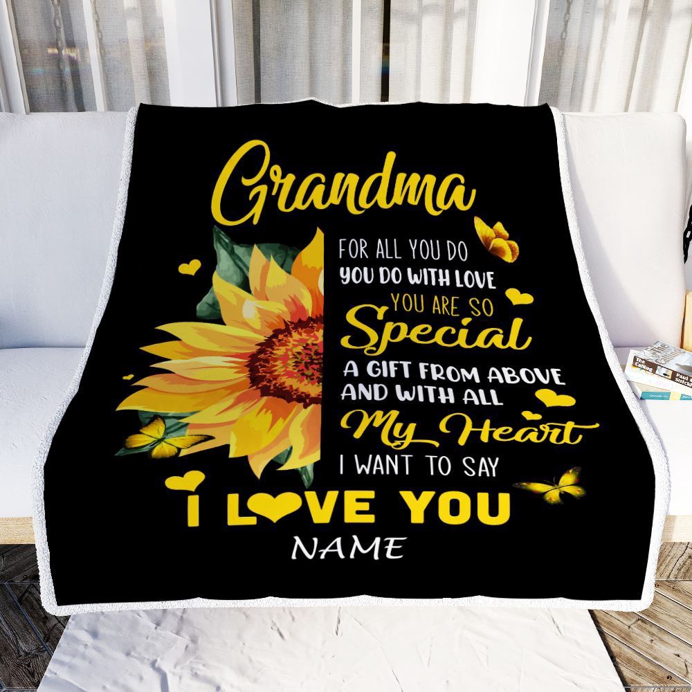 To My Grandma Blanket From Grandkids Granddaughter I Want To Say I Love You, Mother Day Blanket, Personalized Blanket For Mom To My Grandma Blanket From Grandkids Granddaughter I Want To Say I Love You, Mother Day Blanket, Personalized Blanket For Mom