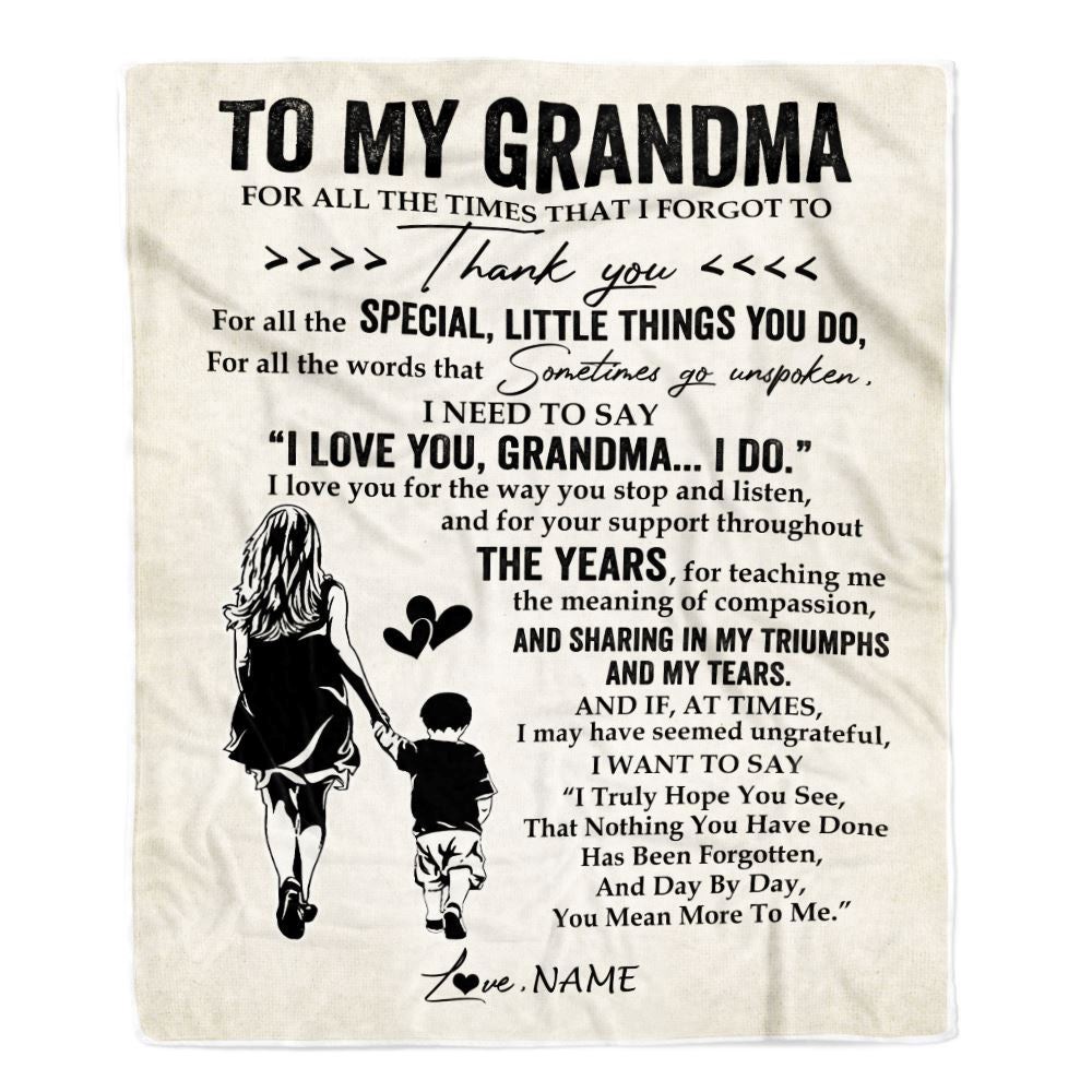 To My Grandma Blanket From Grandson For All The Times That I Forgot To Thank You, Mother Day Blanket, Personalized Blanket For Mom To My Grandma Blanket From Grandson For All The Times That I Forgot To Thank You, Mother Day Blanket, Personalized Blanket For Mom