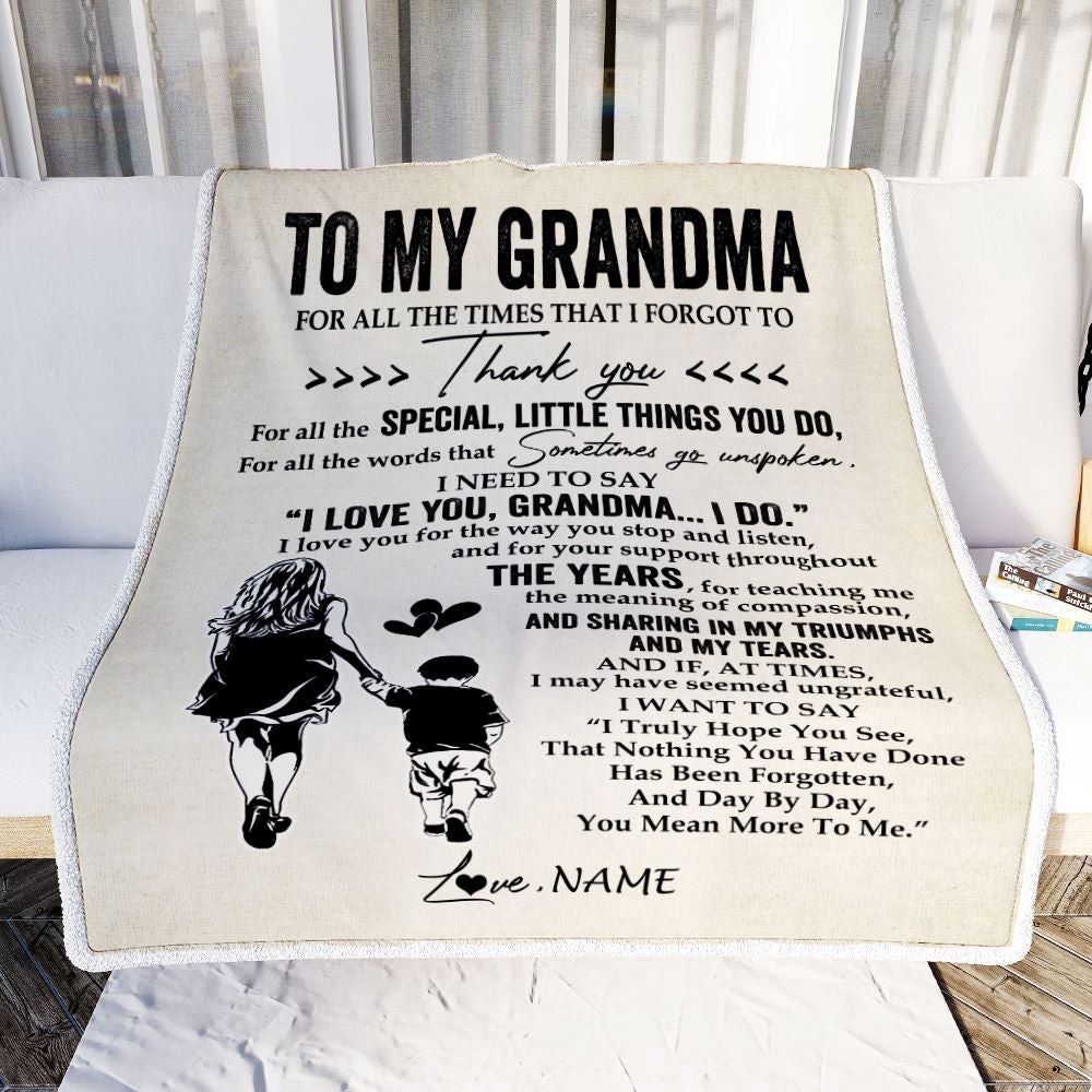 To My Grandma Blanket From Grandson For All The Times That I Forgot To Thank You, Mother Day Blanket, Personalized Blanket For Mom To My Grandma Blanket From Grandson For All The Times That I Forgot To Thank You, Mother Day Blanket, Personalized Blanket For Mom