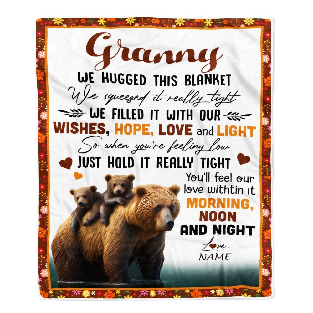 To My Granny Blanket From Granddaughter Grandson Bear I Love You, Mother Day Blanket, Personalized Blanket For Mom To My Granny Blanket From Granddaughter Grandson Bear I Love You, Mother Day Blanket, Personalized Blanket For Mom