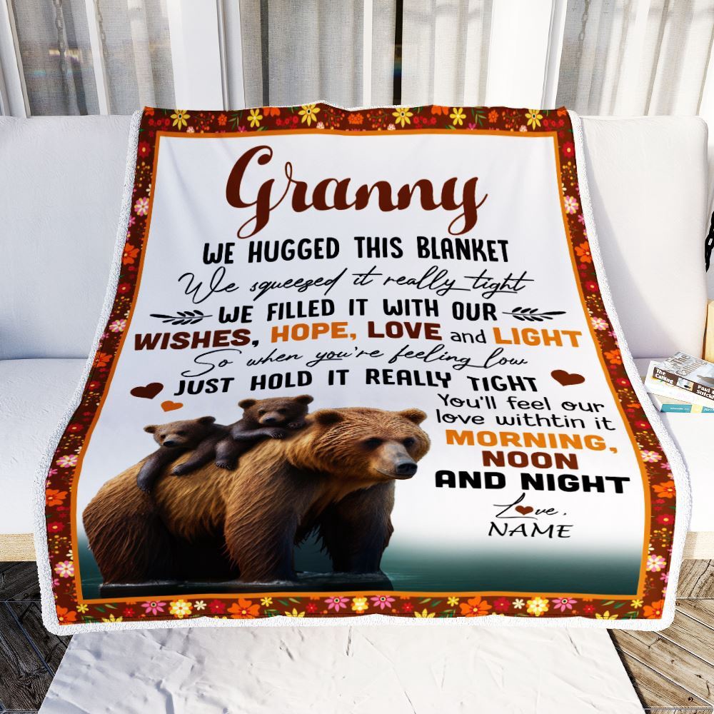 To My Granny Blanket From Granddaughter Grandson Bear I Love You, Mother Day Blanket, Personalized Blanket For Mom To My Granny Blanket From Granddaughter Grandson Bear I Love You, Mother Day Blanket, Personalized Blanket For Mom