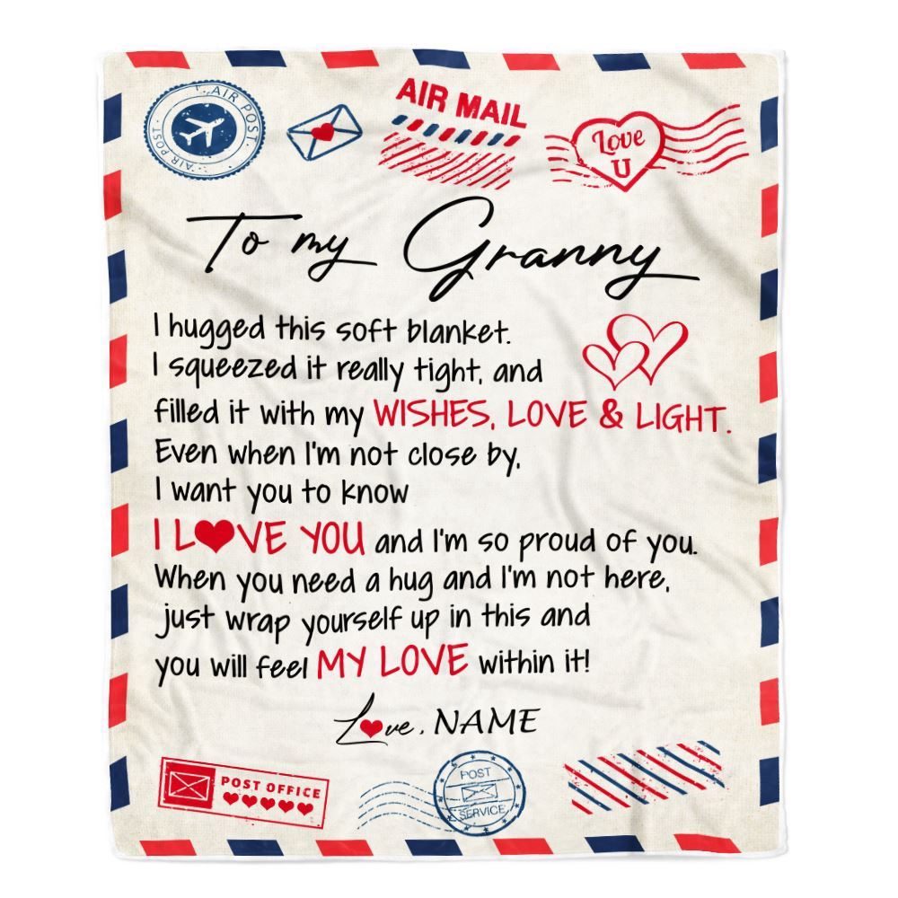 To My Granny Blanket From Grandkids Grandson Air Mail Letter I Love You, Mother Day Blanket, Personalized Blanket For Mom To My Granny Blanket From Grandkids Grandson Air Mail Letter I Love You, Mother Day Blanket, Personalized Blanket For Mom