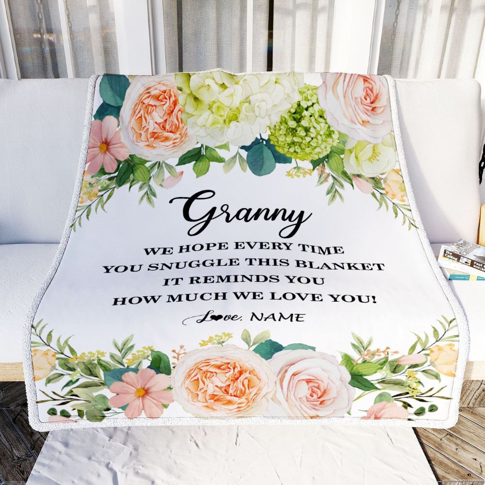 To My Granny Blanket From Grandkids How Much We Love You Flower, Mother Day Blanket, Personalized Blanket For Mom To My Granny Blanket From Grandkids How Much We Love You Flower, Mother Day Blanket, Personalized Blanket For Mom