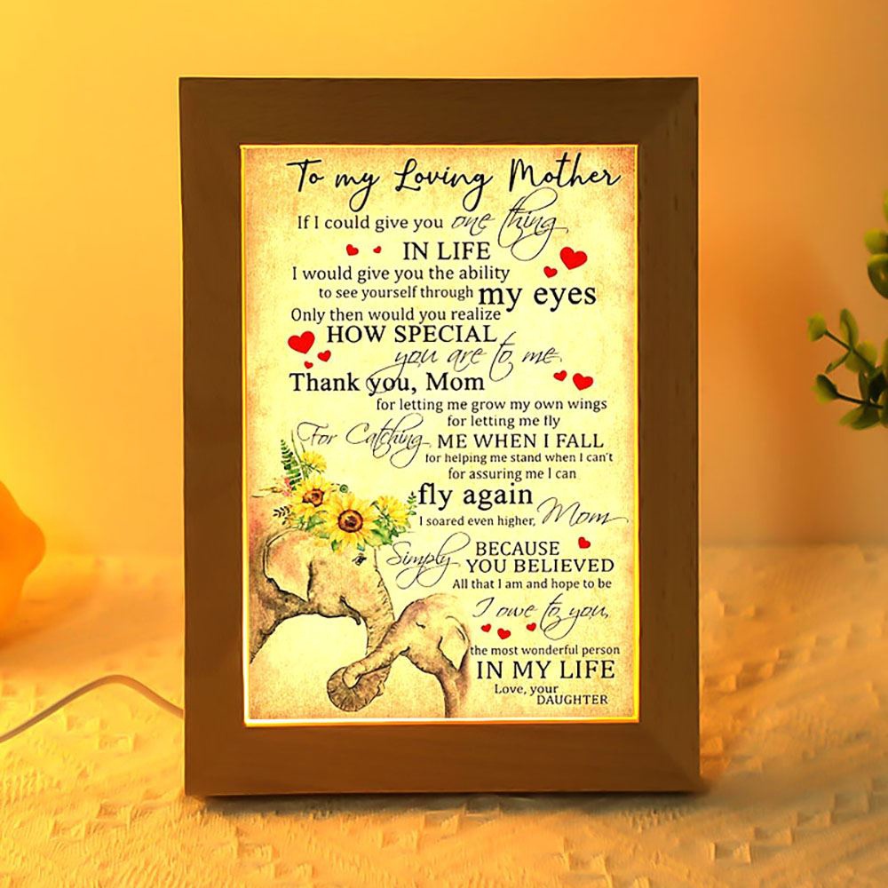 To My Loving Mother The Most Wonderful Person In My Life Elephant Frame Lamp, Picture Frame Light, Frame Lamp, Mother’s Day Gifts