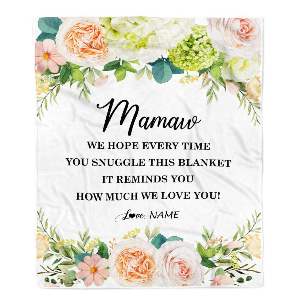 To My Mamaw Blanket From Grandkids How Much We Love You Flower, Mother Day Blanket, Personalized Blanket For Mom