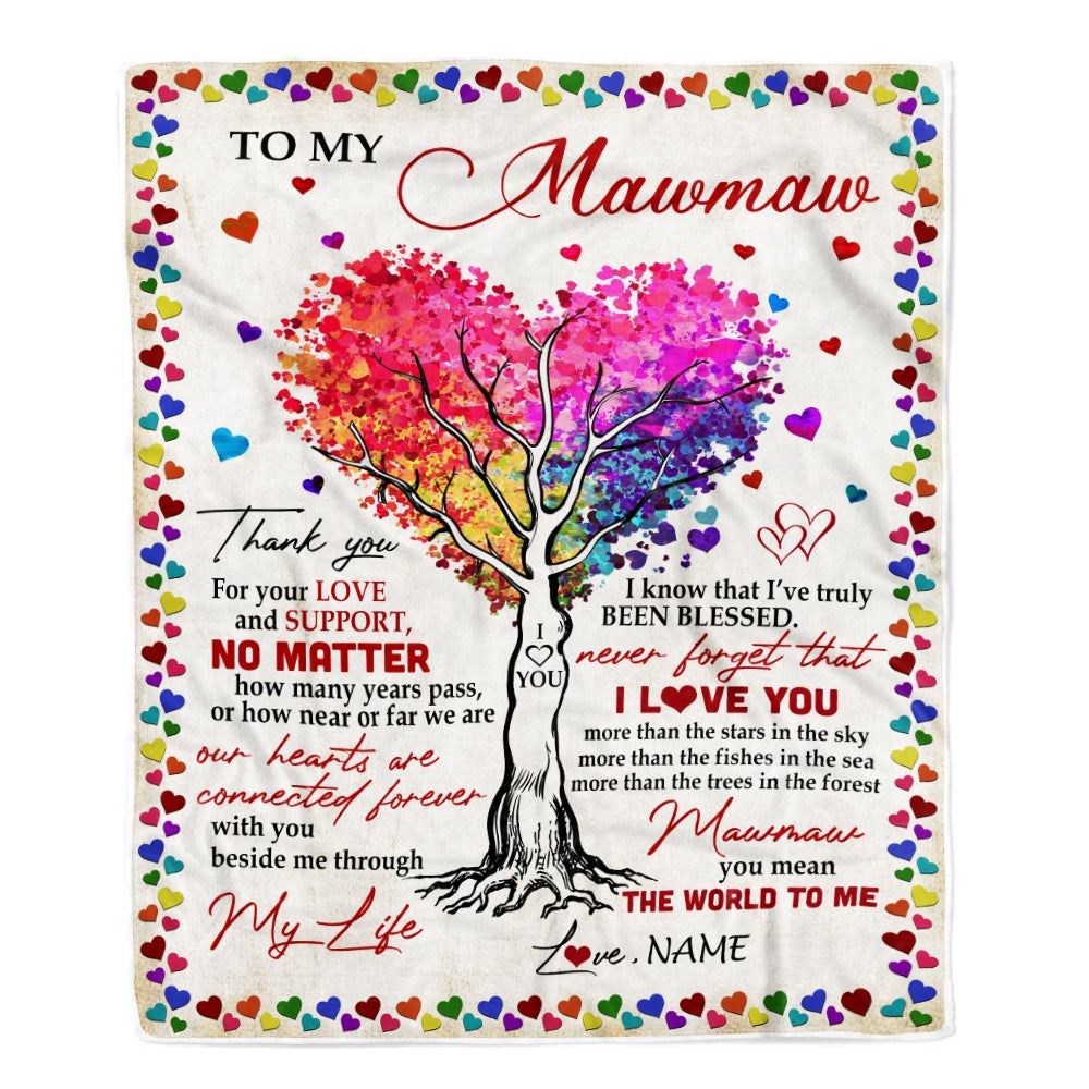 To My MawMaw Blanket From Grandkids Never Forget That I Love You You Mean The World to Me, Mother Day Blanket, Personalized Blanket For Mom