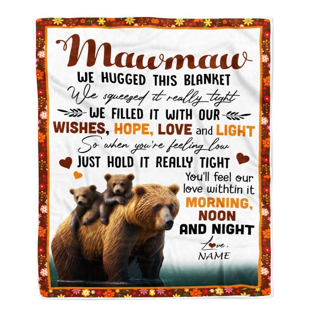 To My Mawmaw Blanket From Granddaughter Grandson Bear I Love You, Mother Day Blanket, Personalized Blanket For Mom To My Mawmaw Blanket From Granddaughter Grandson Bear I Love You, Mother Day Blanket, Personalized Blanket For Mom