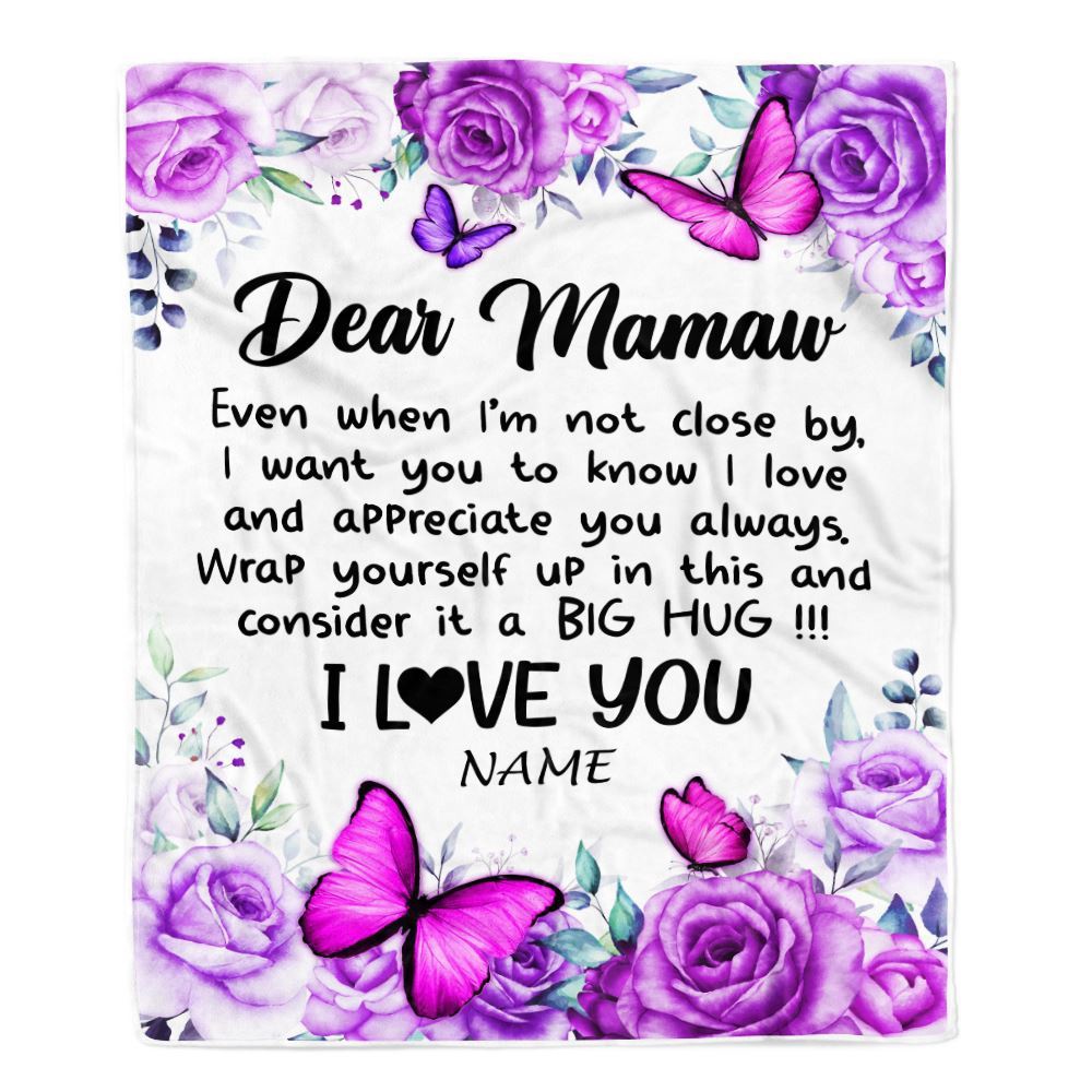 To My Mawmaw Blanket From Granddaughter Grandson Butterfly Love And Appreciate, Mother Day Blanket, Personalized Blanket For Mom To My Mawmaw Blanket From Granddaughter Grandson Butterfly Love And Appreciate, Mother Day Blanket, Personalized Blanket For Mom