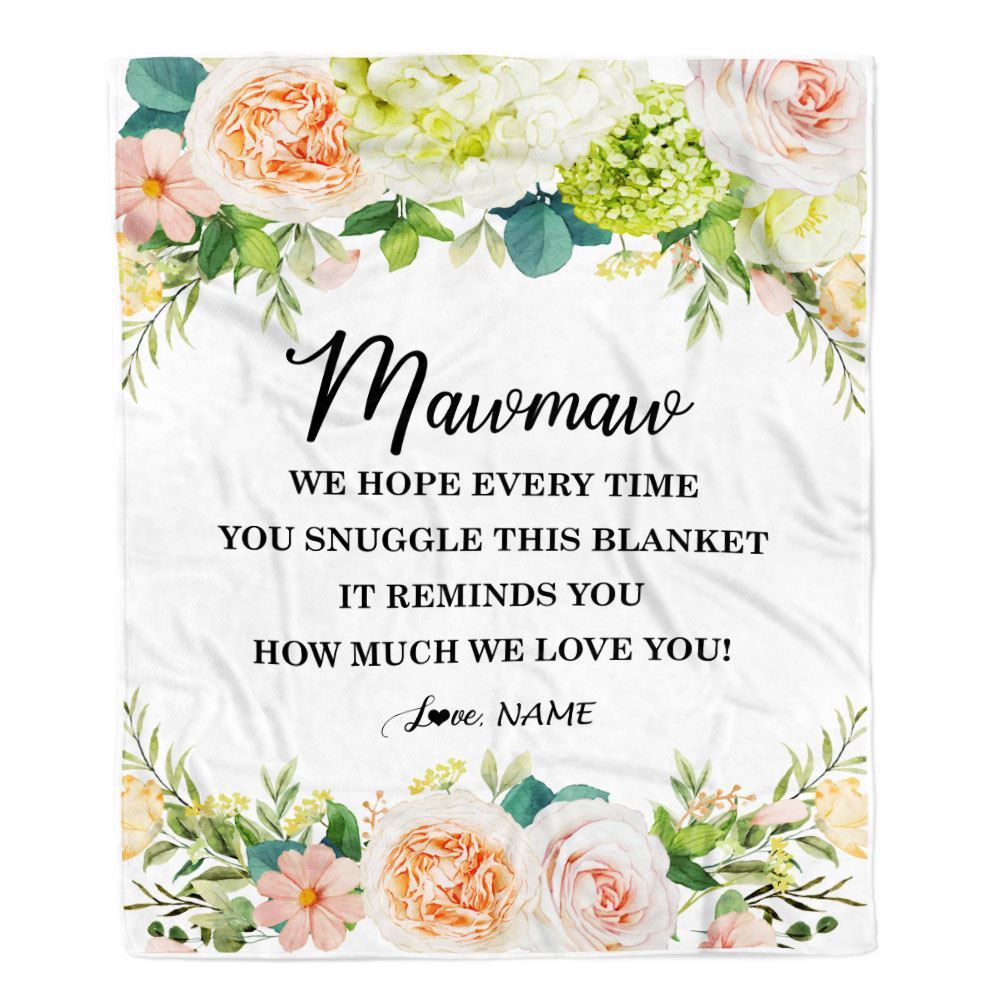 To My Mawmaw Blanket From Grandkids How Much We Love You Flower, Mother Day Blanket, Personalized Blanket For Mom