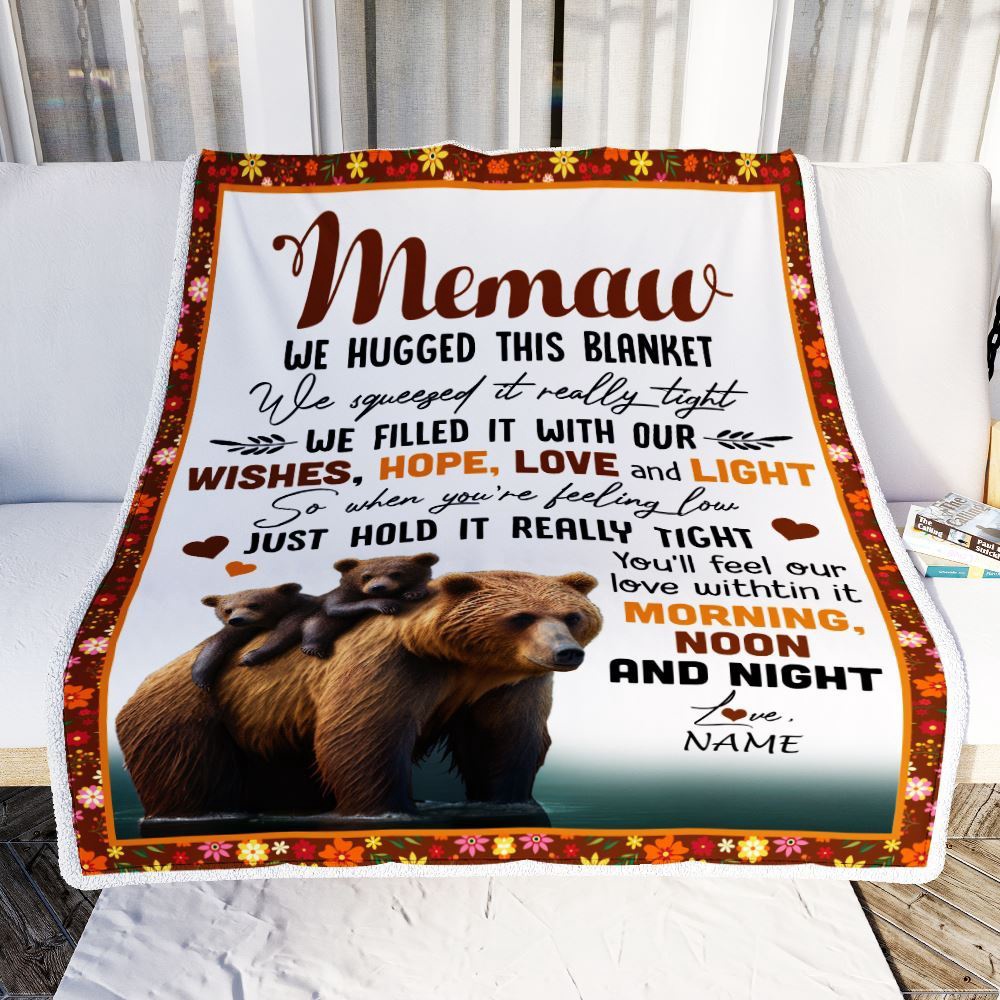 To My Memaw Blanket From Granddaughter Grandson Bear I Love You, Mother Day Blanket, Personalized Blanket For Mom To My Memaw Blanket From Granddaughter Grandson Bear I Love You, Mother Day Blanket, Personalized Blanket For Mom