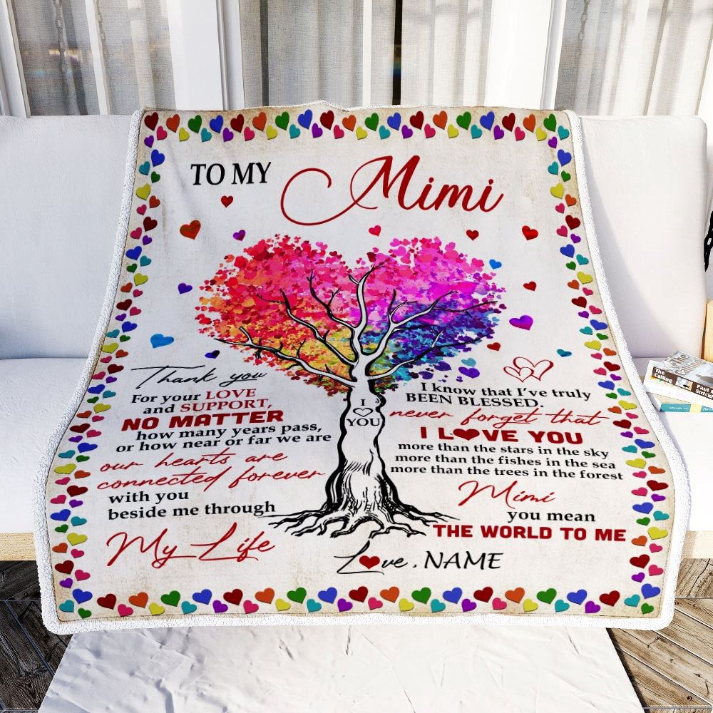 To My Mimi Blanket From Grandkids Never Forget That I Love You You Mean The World to Me, Mother Day Blanket, Personalized Blanket For Mom