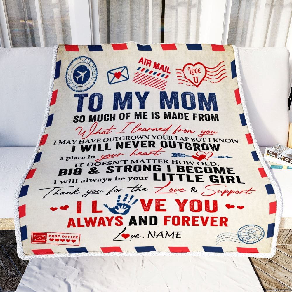 To My Mom Blanket From Daughter Air Mail Letter Mail I Love You Always Forever Mom, Mother Day Blanket, Personalized Blanket For Mom To My Mom Blanket From Daughter Air Mail Letter Mail I Love You Always Forever Mom, Mother Day Blanket, Personalized Blanket For Mom