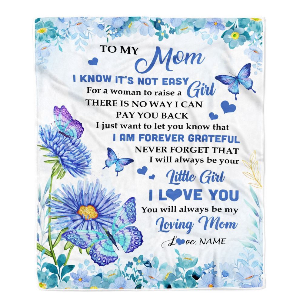 To My Mom Blanket From Daughter Son Butterfly I Am Forever Grateful Mom, Mother Day Blanket, Personalized Blanket For Mom