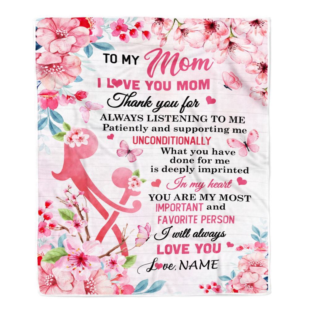 To My Mom Blanket From Daughter Son I Love You Mom Thank You, Mother Day Blanket, Personalized Blanket For Mom To My Mom Blanket From Daughter Son I Love You Mom Thank You, Mother Day Blanket, Personalized Blanket For Mom