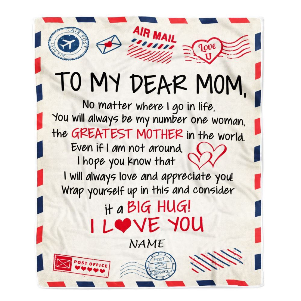 To My Mom Blanket From Daughter Son Letter Air Mail Best Mom Hug, Mother Day Blanket, Personalized Blanket For Mom