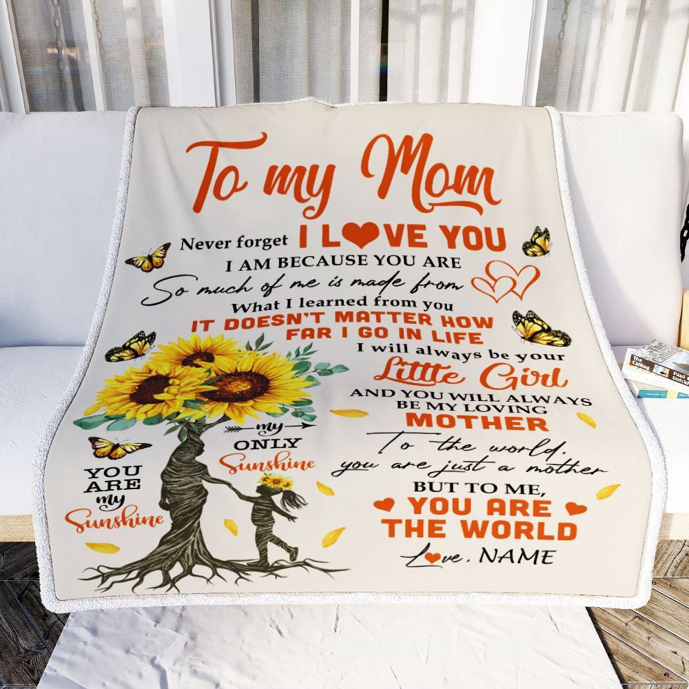 To My Mom Blanket From Daughter Son Sunflower Never Forget I Love You, Mother Day Blanket, Personalized Blanket For Mom To My Mom Blanket From Daughter Son Sunflower Never Forget I Love You, Mother Day Blanket, Personalized Blanket For Mom