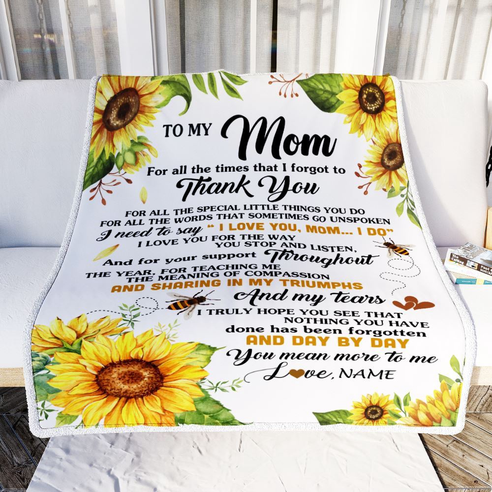 To My Mom Blanket From Daughter Son Sunflower Thank You I Love You, Mother Day Blanket, Personalized Blanket For Mom To My Mom Blanket From Daughter Son Sunflower Thank You I Love You, Mother Day Blanket, Personalized Blanket For Mom
