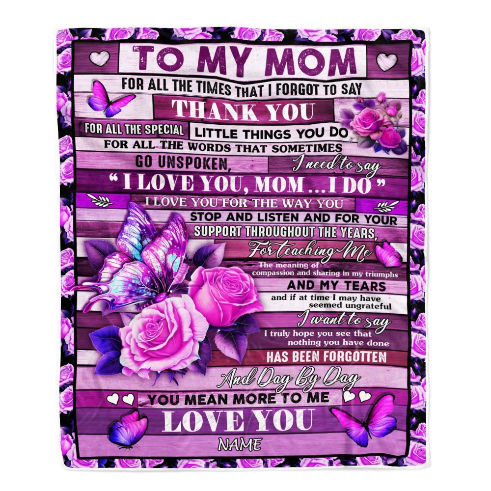 To My Mom Blanket From Daughter Son Wood Butterfly You Mean More To Me, Mother Day Blanket, Personalized Blanket For Mom