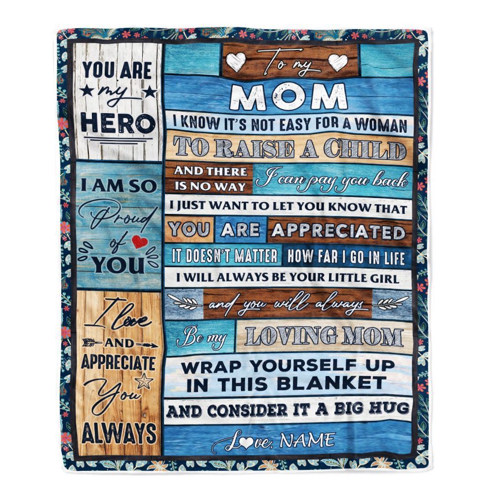 To My Mom Blanket From Daughter Son Wood It A Big Hug Be My Loving, Mother Day Blanket, Personalized Blanket For Mom To My Mom Blanket From Daughter Son Wood It A Big Hug Be My Loving, Mother Day Blanket, Personalized Blanket For Mom