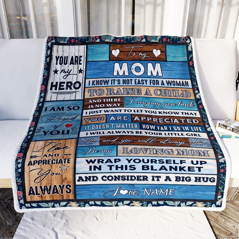 To My Mom Blanket From Daughter Son Wood It A Big Hug Be My Loving, Mother Day Blanket, Personalized Blanket For Mom To My Mom Blanket From Daughter Son Wood It A Big Hug Be My Loving, Mother Day Blanket, Personalized Blanket For Mom