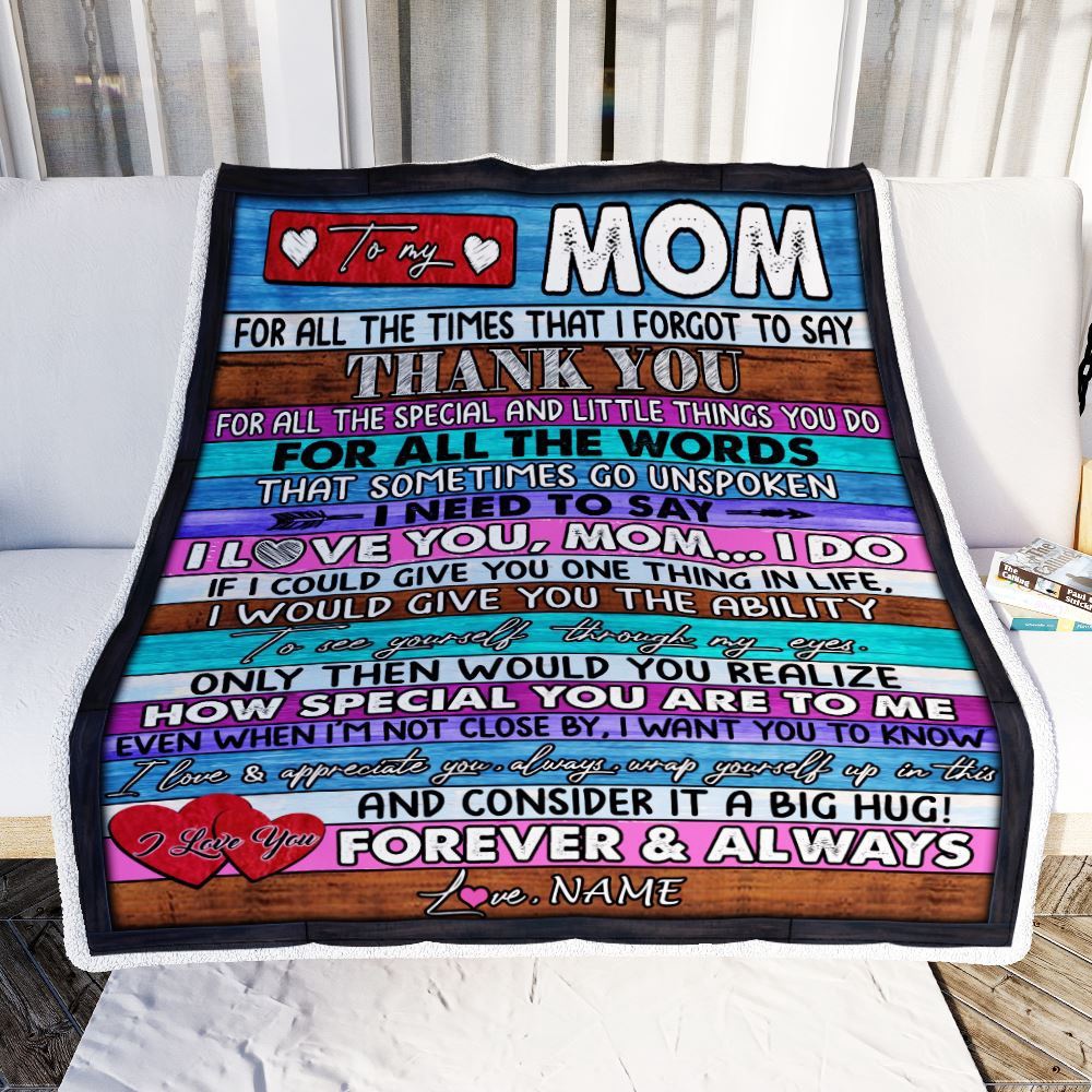 To My Mom Blanket From Daughter Son Wood Thank You I Love You, Mother Day Blanket, Personalized Blanket For Mom To My Mom Blanket From Daughter Son Wood Thank You I Love You, Mother Day Blanket, Personalized Blanket For Mom