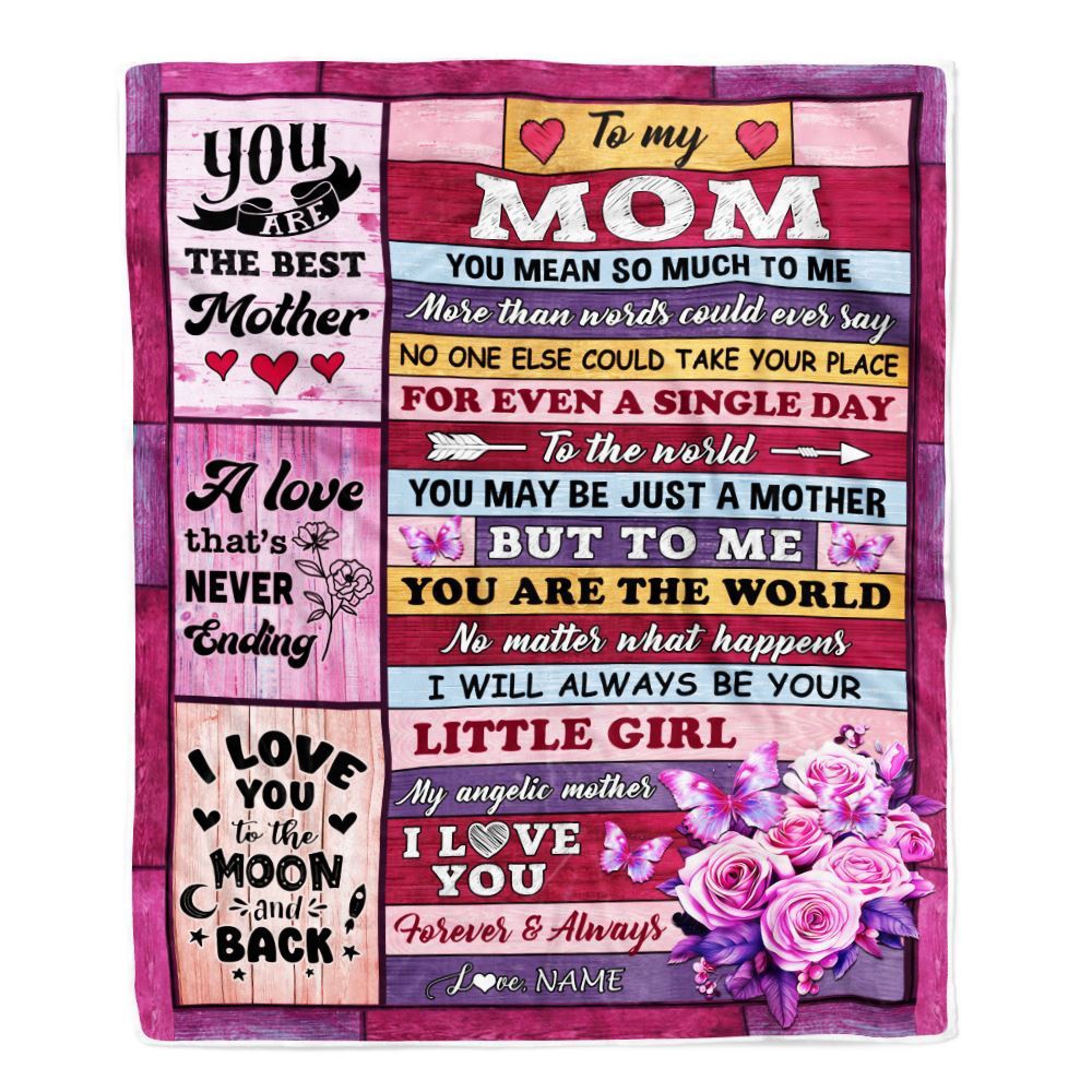 To My Mom Blanket From Daughter Wood Butterfly Love My Angelic, Mother Day Blanket, Personalized Blanket For Mom