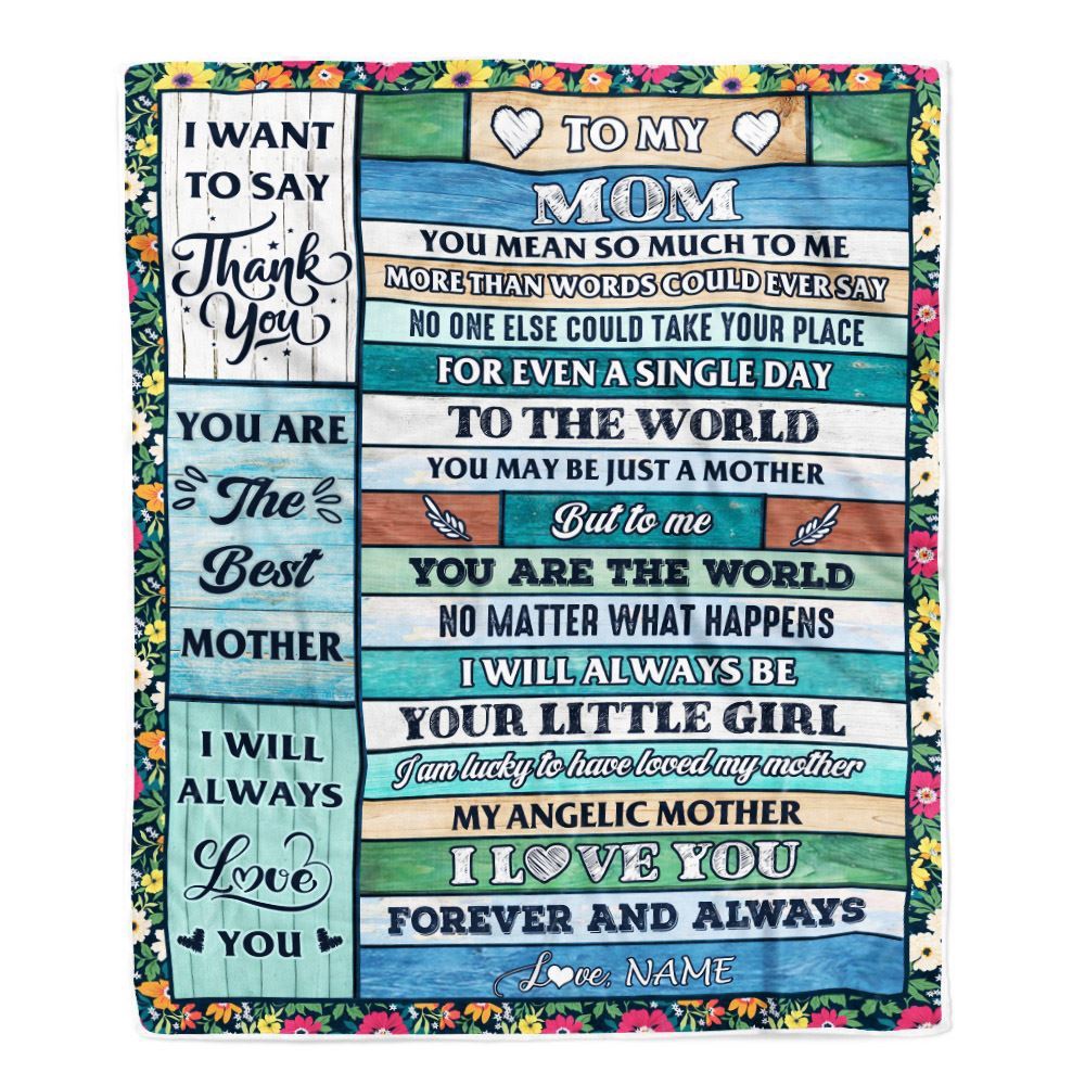 To My Mom Blanket From Daughter Wood Thank You My Angelic, Mother Day Blanket, Personalized Blanket For Mom