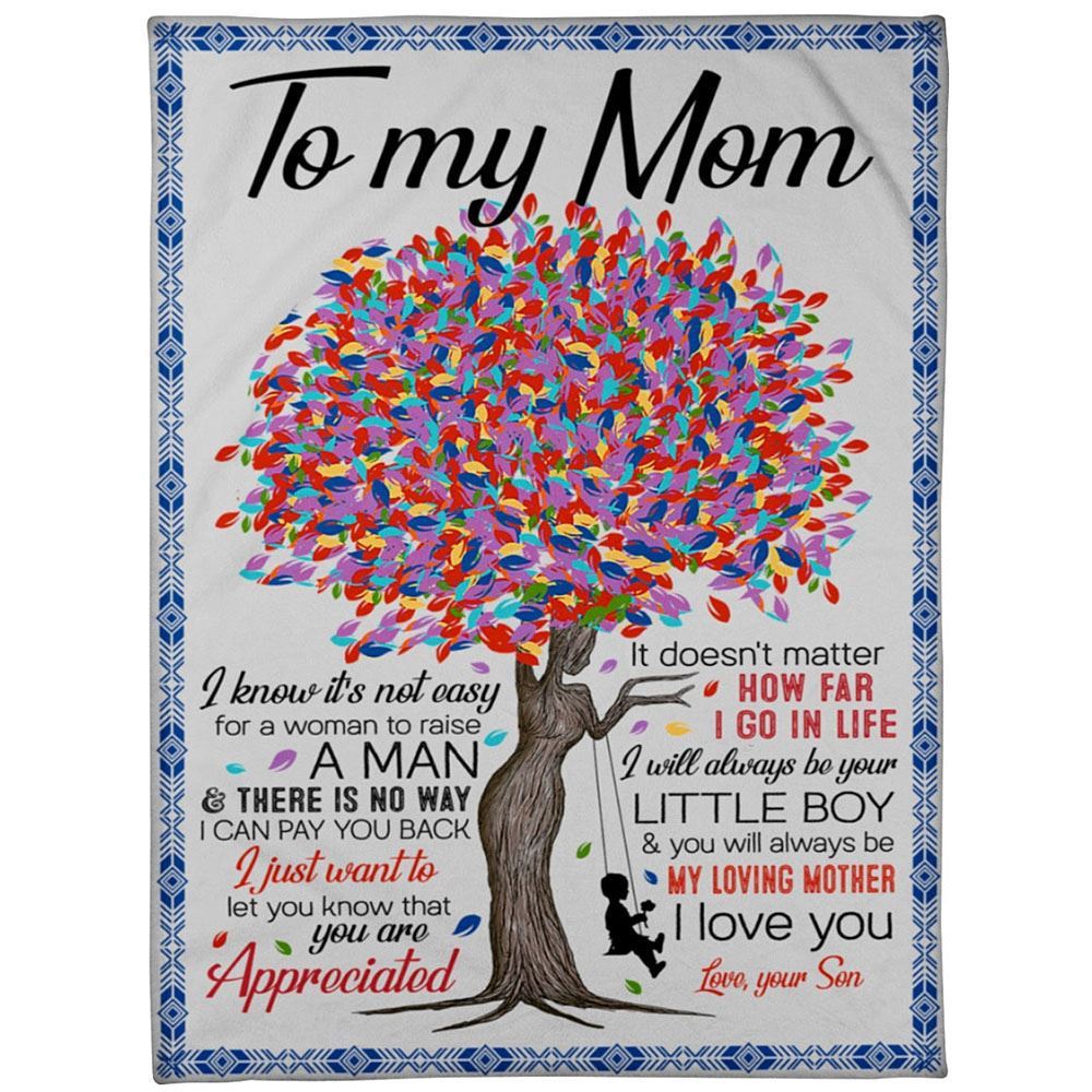 To My Mom Blanket From Son Colorful Tree Always Be My Loving Mother Blanket, Blankets For Mothers Day