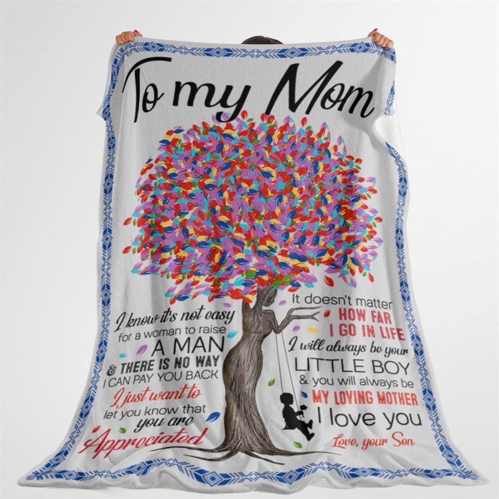 To My Mom Blanket From Son Colorful Tree Always Be My Loving Mother Blanket, Blankets For Mothers Day