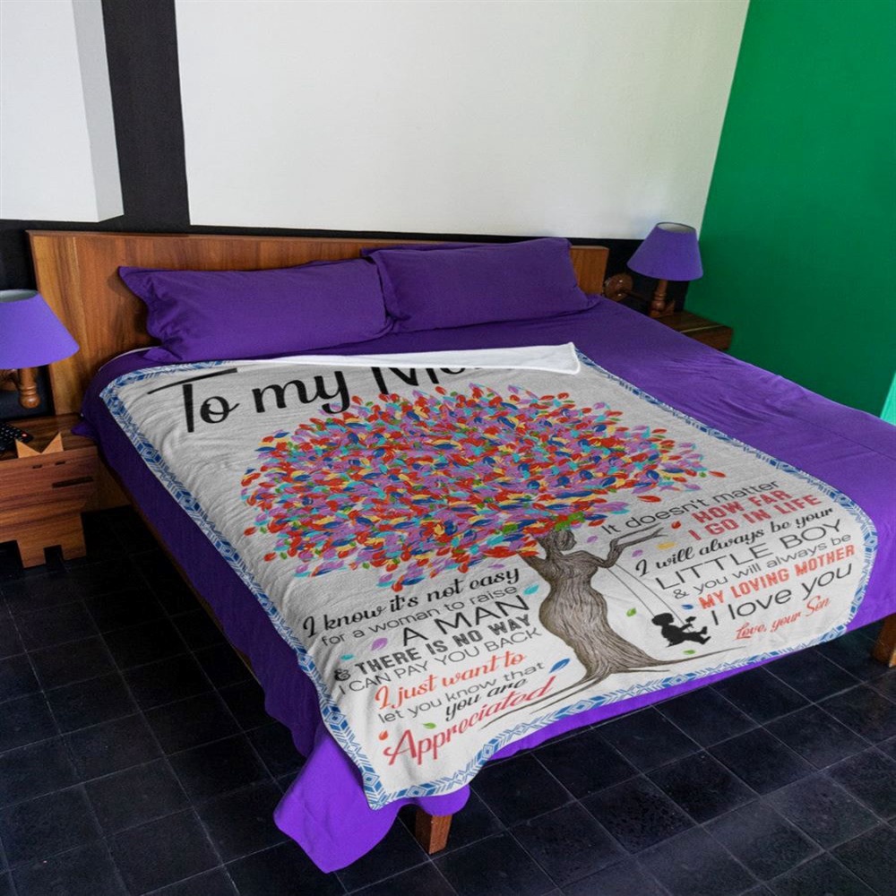 To My Mom Blanket From Son Colorful Tree Always Be My Loving Mother Blanket, Blankets For Mothers Day