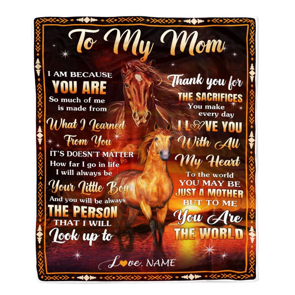 To My Mom Blanket From Son Thank You For The Sacrifices Horse, Mother Day Blanket, Personalized Blanket For Mom To My Mom Blanket From Son Thank You For The Sacrifices Horse, Mother Day Blanket, Personalized Blanket For Mom