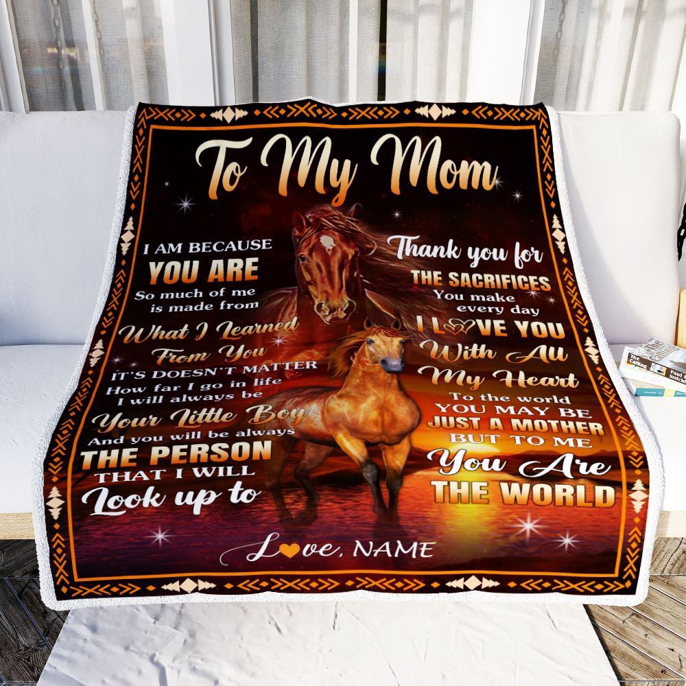 To My Mom Blanket From Son Thank You For The Sacrifices Horse, Mother Day Blanket, Personalized Blanket For Mom To My Mom Blanket From Son Thank You For The Sacrifices Horse, Mother Day Blanket, Personalized Blanket For Mom