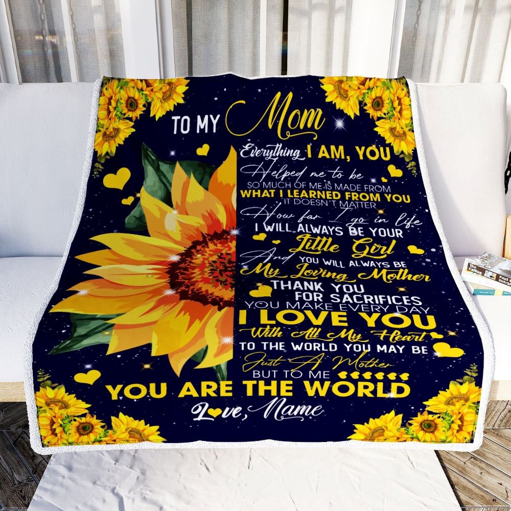 To My Mom Blanket from Daughter Everything I Am You Helped Me to Be Sunflower, Mother Day Blanket, Personalized Blanket For Mom To My Mom Blanket from Daughter Everything I Am You Helped Me to Be Sunflower, Mother Day Blanket, Personalized Blanket For Mom