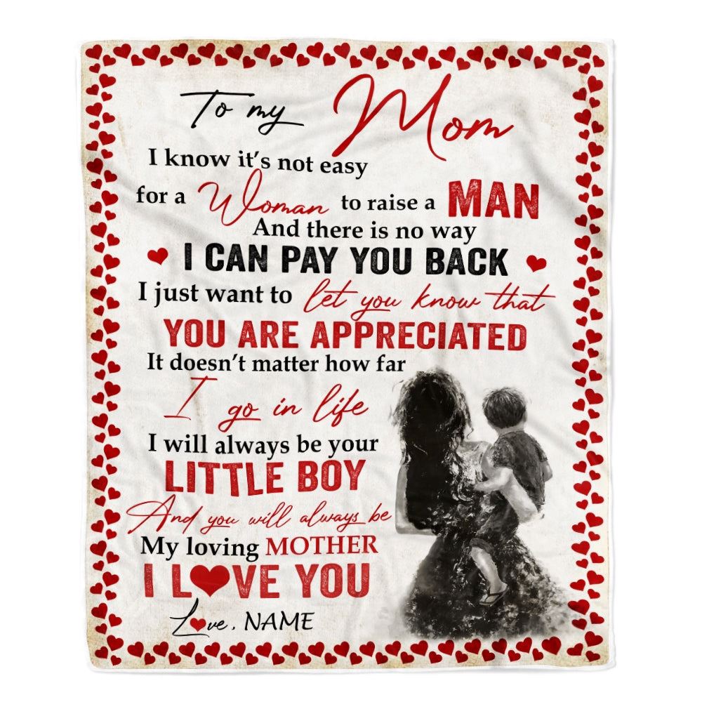 To My Mom Blanket from Son You Are Appeciated My Loving Mother Mom, Mother Day Blanket, Personalized Blanket For Mom