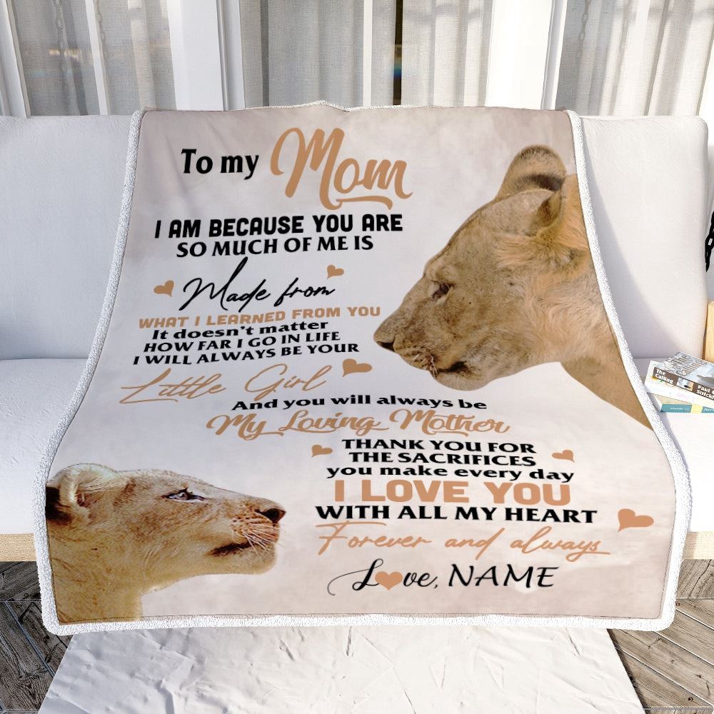 To My Mom From Daughter Lion I Love You With All My Heart, Mother Day Blanket, Personalized Blanket For Mom