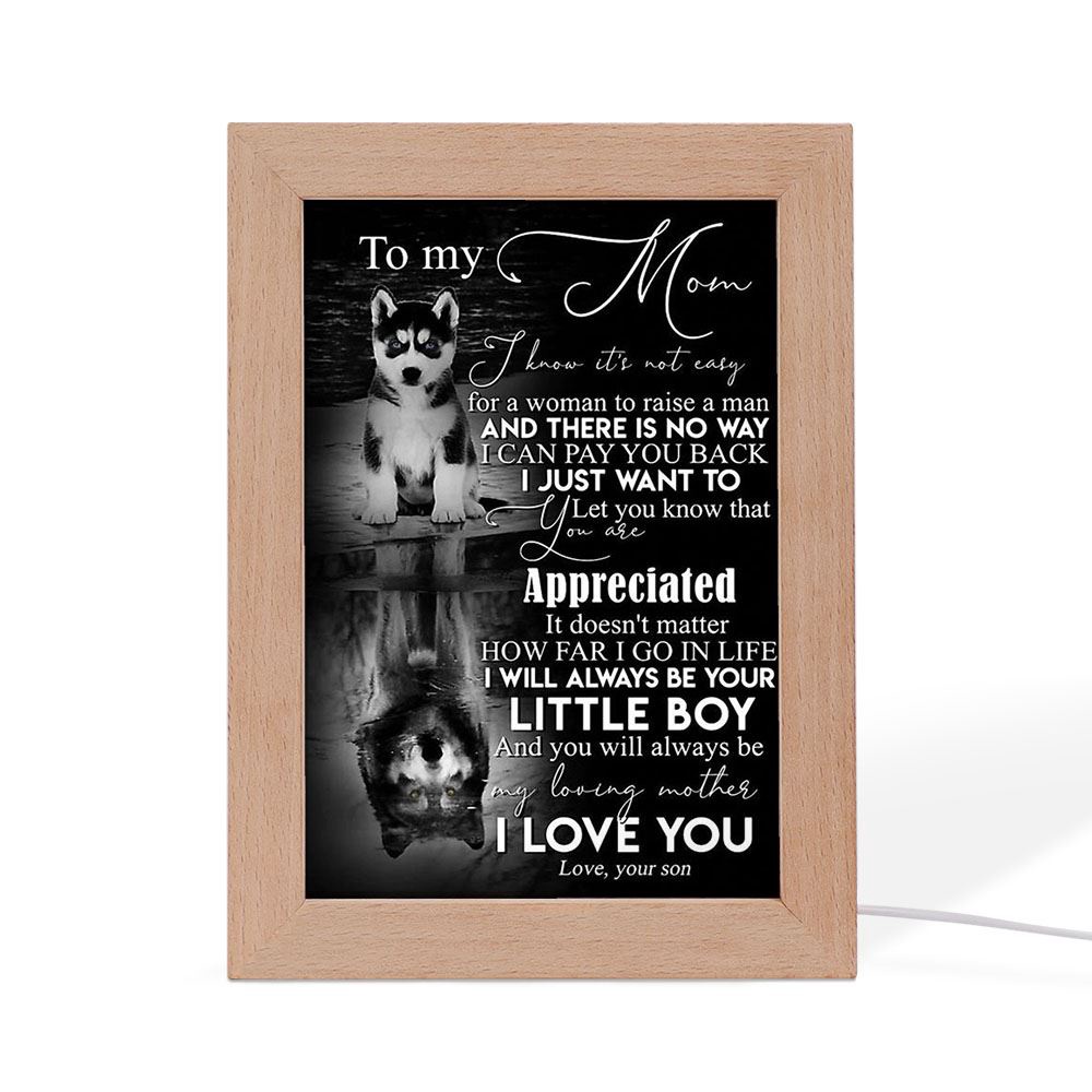 To My Mom From Son Husky Frame Lamp, Picture Frame Light, Frame Lamp, Mother’s Day Gifts