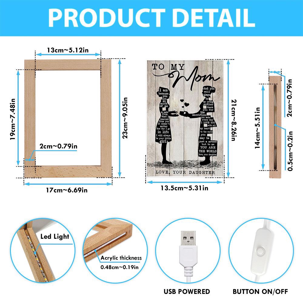 To My Mom I Lerned From You Portrait Frame Lamp, Picture Frame Light, Frame Lamp, Mother’s Day Gifts