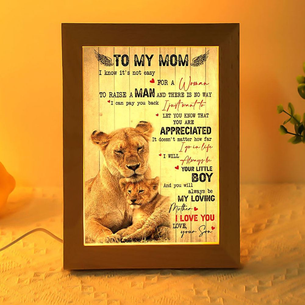 To My Mom Lion Son Mother’s Day Gift Frame Lamp, Picture Frame Light, Frame Lamp, Mother’s Day Gifts