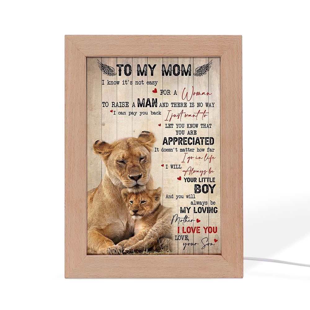 To My Mom Lion Son Mother’s Day Gift Frame Lamp, Picture Frame Light, Frame Lamp, Mother’s Day Gifts