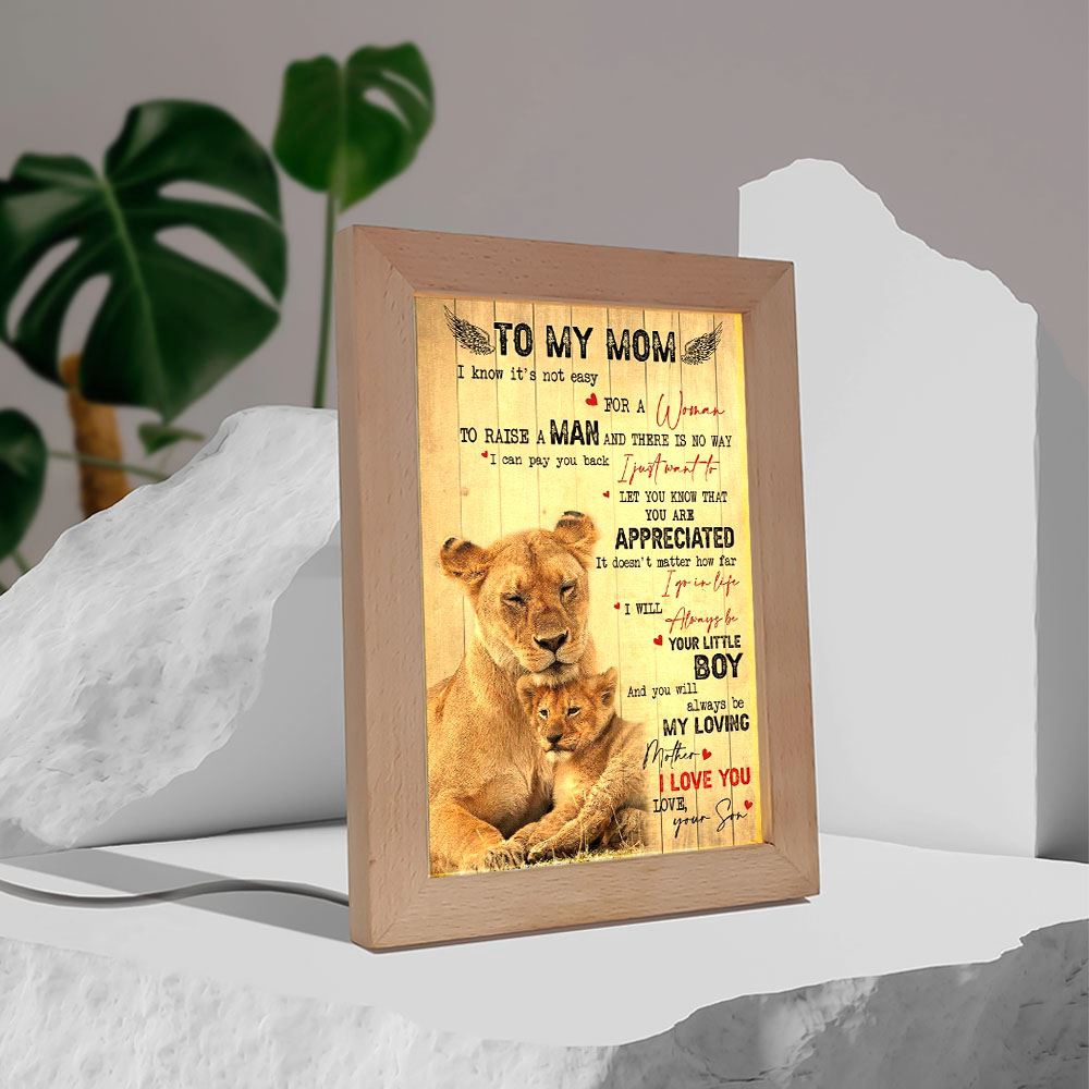 To My Mom Lion Son Mother’s Day Gift Frame Lamp, Picture Frame Light, Frame Lamp, Mother’s Day Gifts
