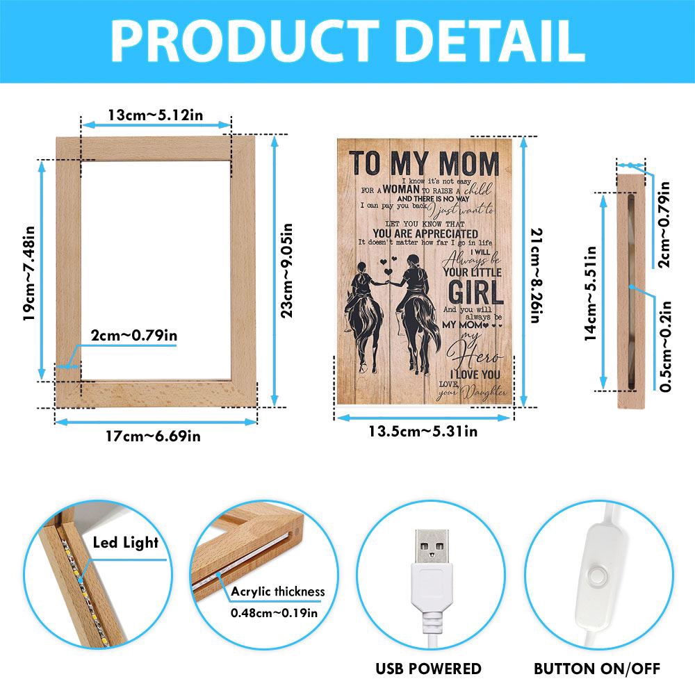 To My Mom Love From Daughter 1 Mother’s Day Frame Lamp, Picture Frame Light, Frame Lamp, Mother’s Day Gifts
