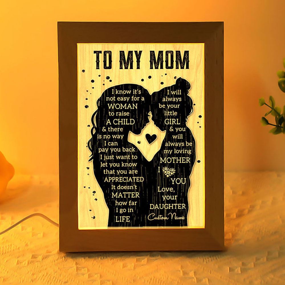 To My Mom Love From Daughter Personalized Mother’s Day Frame Lamp, Picture Frame Light, Frame Lamp, Mother’s Day Gifts