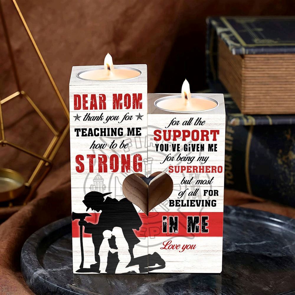 To My Mom, Thank You For Teaching Me How To Strong Heart Candle Holders, Mothers Day Candle