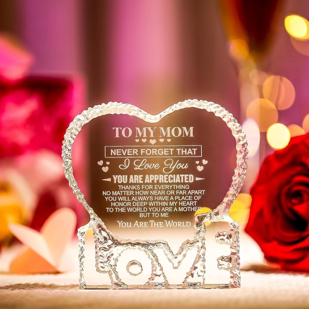 To My Mom, Thanks For Everything Heart Crystal, Mother Day Heart, Mother’s Day Gifts