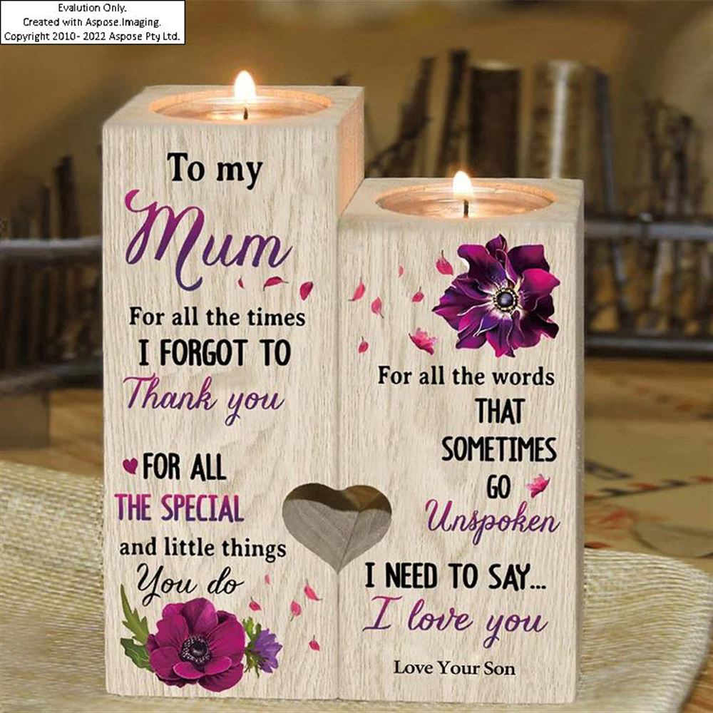 To My Mom Violet Flower Candle Holder, Mothers Day Candle