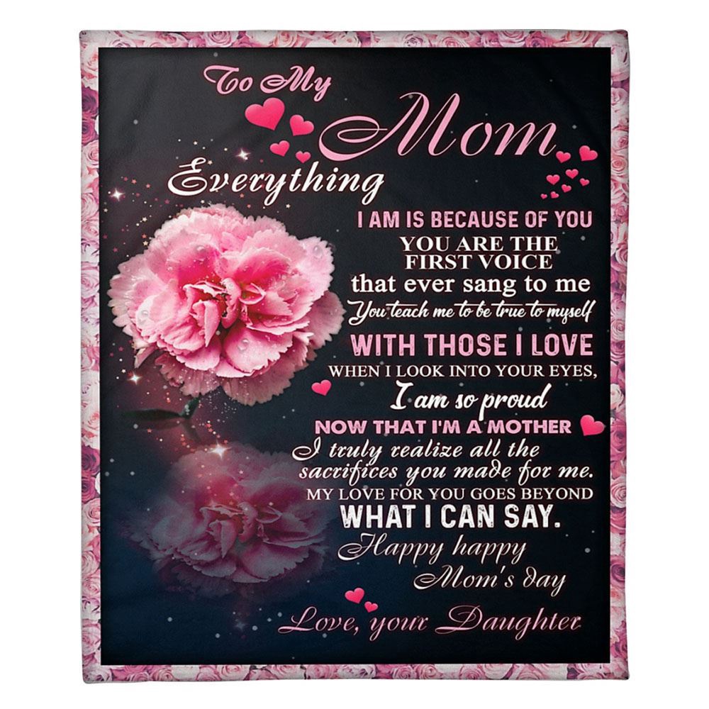 To My Mommy Blanket From Kids Pink Flowers You’re The First Voice Blanket, Blankets For Mothers Day