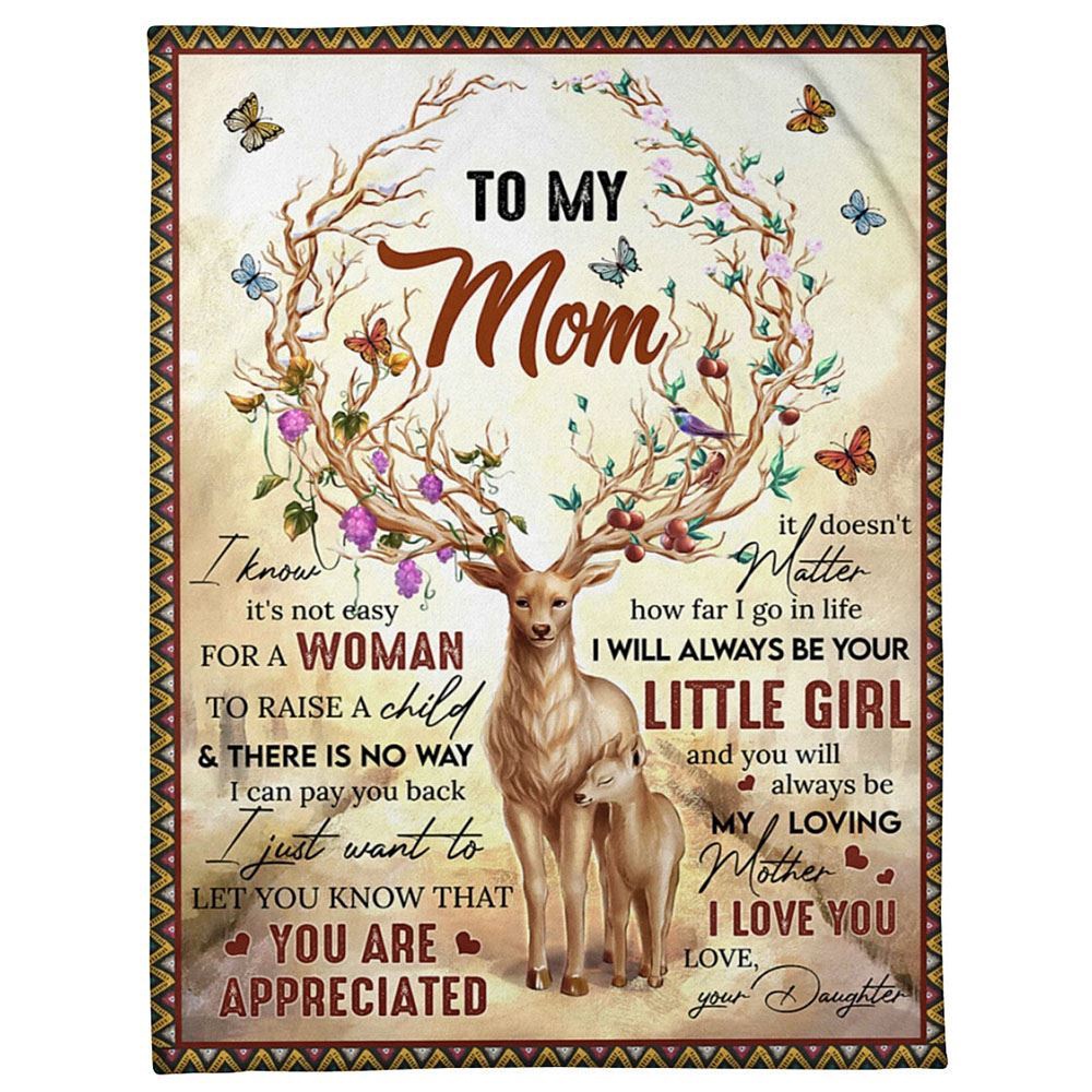 To My Mommy Blanket From Kids Raise A Child Deer Butterflies Florals Blanket, Blankets For Mothers Day To My Mommy Blanket From Kids Raise A Child Deer Butterflies Florals Blanket, Blankets For Mothers Day