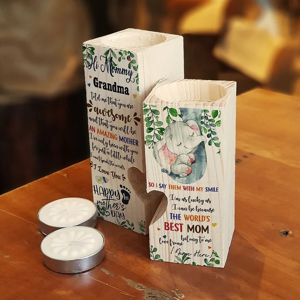 To My Mommy, Grandma Told Me That You Are Awesome, Wooden Candlestick, Mothers Day Candle